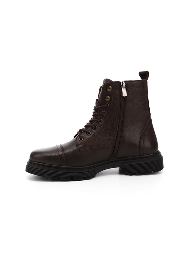 Gönderi R Koyu Kahve Floter Gön Hakiki Deri Fermuarlı Bağcıklı Erkek Postal Bot 81501 Koyu Kahverengi