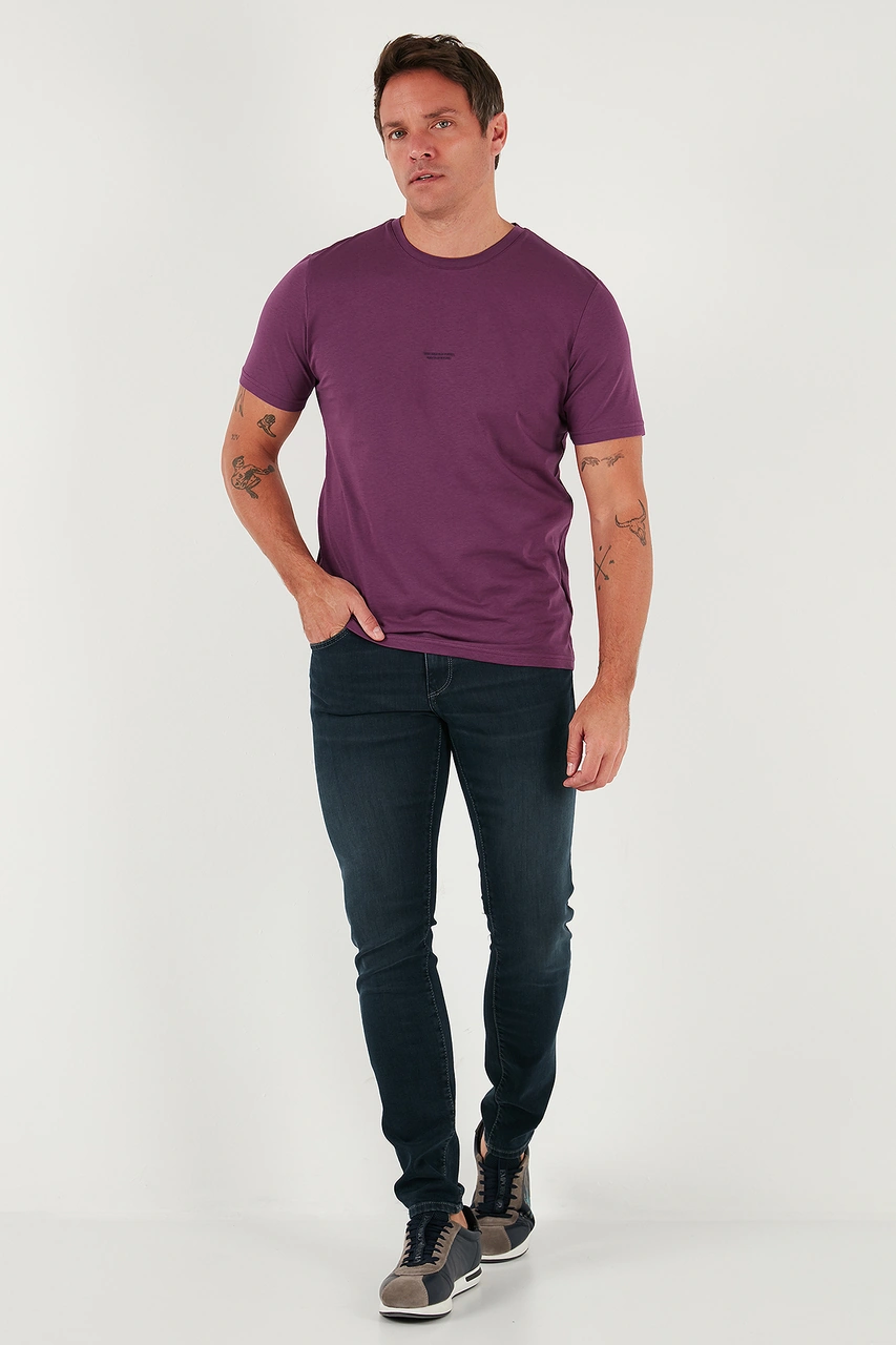 Buratti Yazı Detaylı Pamuklu Regular Fit Bisiklet Yaka Erkek T Shirt 59020203 Mürdüm