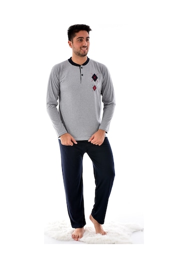 Erkek 2031 Uzun Kol Süprem Pijama Takımı Gri
