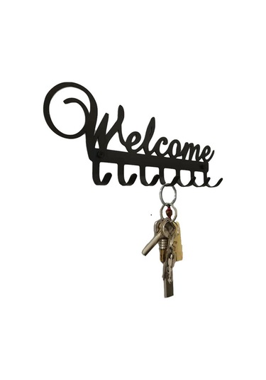 Springsun "7 Kancalı Pratik Duvar Askısı - Paslanmaz Çelik, Matkap Gerektirmeyen Montaj" Siyah