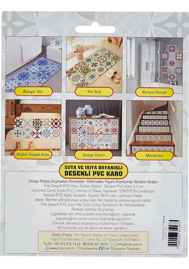 Tink Tasarım 3 Metraj Meksika Desenli Pvc Karo 15x15 Cm 10'lu Paket Çok Renkli