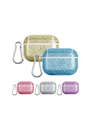 Airpods Uyumlu Pro Glitter Toz Cilt Dokusu İçin Pc Tws Kulaklık Kılıfı Gümüş