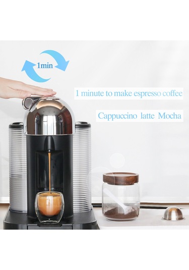 Wezone Yeniden Kullanılabilir Paslanmaz Çelik Kahve Kapsülü - Nespresso Vertuoline Gca1 Ve Delonghi Env150 Uyumlu Filtre Seti Gümüş