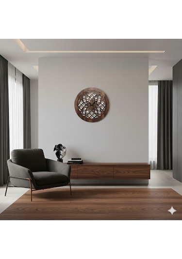 Nexus Modern Duvar Saati Dekorasyon 45 Cm Ceviz