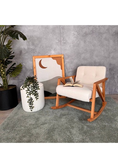 Nini Sallanan Ahşap Berjer Beyaz