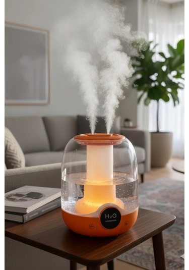 Glr K07 Turuncu Çift Spreyli Ultrasonik Sessiz Hava Nemlendirici Ve Gece Lambası 3l Kapasite