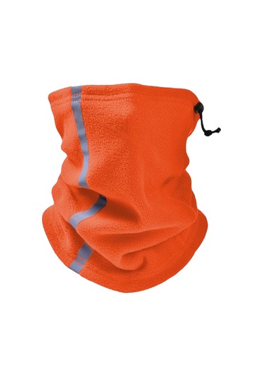 Geeroyoo Kış Polar Fleece Isı Sağlayan Bisiklet Turizm Kayak Yüz Korumalı Yaka Bandı Reflektörlü Turuncu Portakal