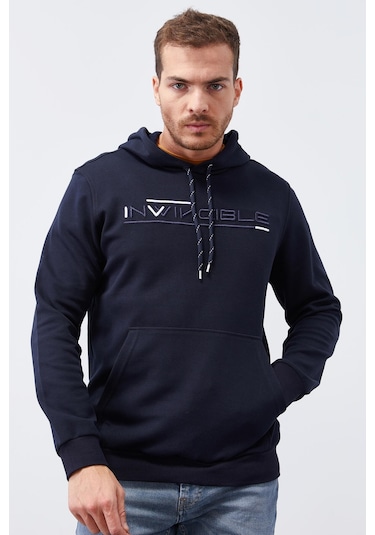 Tommy Life Lacivert Kanguru Cep Standart Kalıp Kapüşonlu Erkek Sweatshirt - 87883 Lacivert