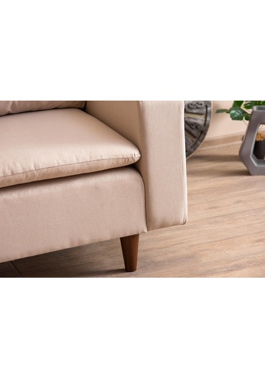 Lungo Modüler Berjer - Krem Keten Krem