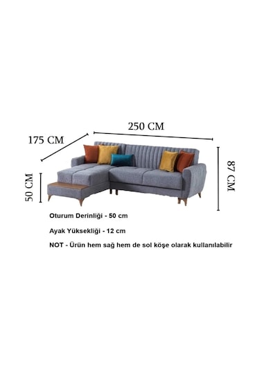 Boston Yataklı Köşe Koltuk Takımı - Gri