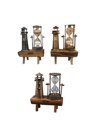 Hediyelik Eşya Retro Deniz Fenerli Kum Saati Ahşap Görünümlü Dekoratif Eşya