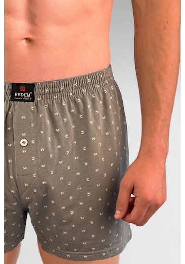 Erdem Gri Baskılı Desenli Penye Boxer 1400yınk Gri