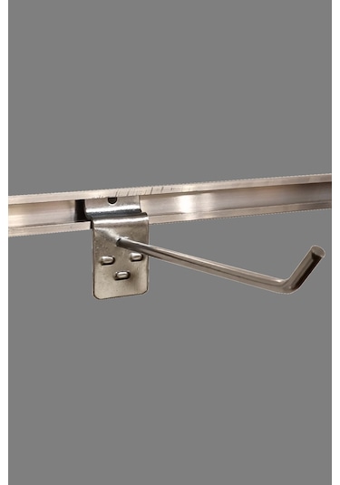 200 Adet 15 cm Kanallı Pano Kancası Raf Askısı Krom