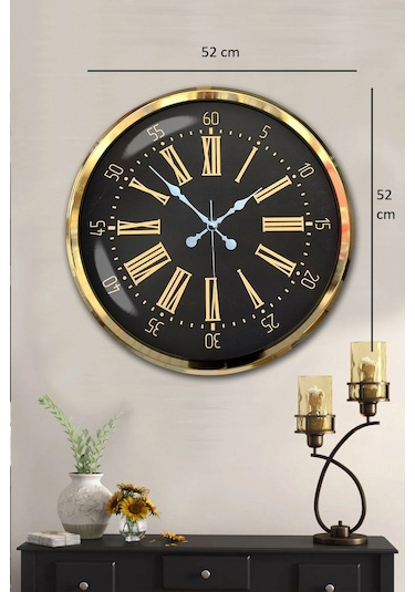 Zentime Prime Aurea Gold 52 Cm Metal Duvar Saati Çok Renkli