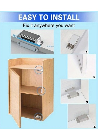 Lumaworld Siyah 4 Parça 90lb Yüksek Manyetik Paslanmaz Çelik Kapı Tutucu - Mutfak Banyo Dolap