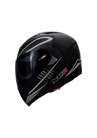 Ncr Çene Açılır Monster Siyah Vizörlü Motosiklet Kaskı Siyah - Beyaz