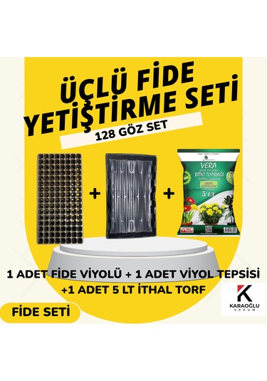 Fide Viyolü Viyol Tepsisi Ithal Torf Üçlü Set Fide Yetiştirme Seti Seçim Yapınız 128 Göz Kare