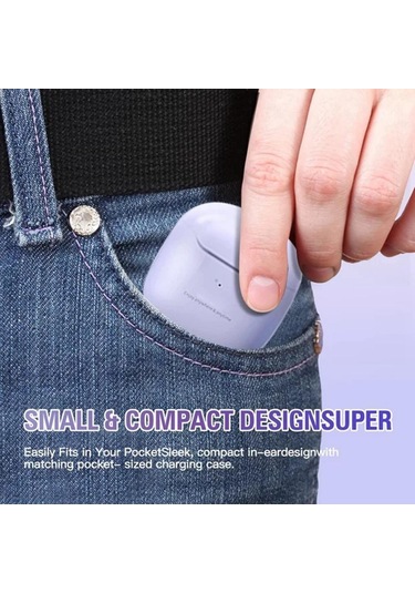 Kablosuz Kulaklık Mor Bluetooth 5.3 Gürültü Önleyici Mavi Diş Kulak Tomurcukları İphone Uyumlu  Android İçin Şarj Kutusu İle Tws Kablosuz Kulaklık