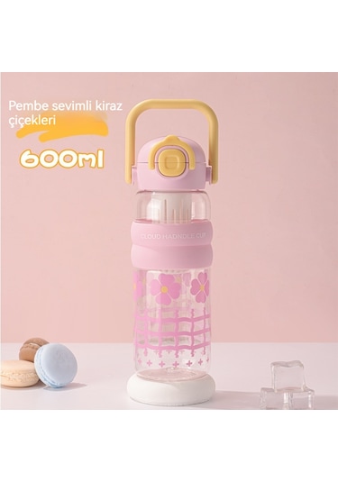 Jian Fan Plastik Su Bardağı Karikatür Saman Bardağı Pembe