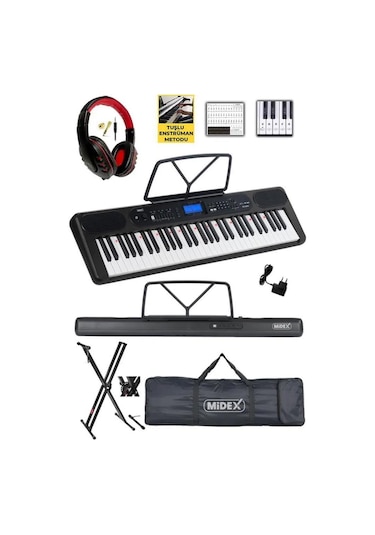 Midex Ps-5200bk-hs Pro Org 61 Led Işıklı Tuş Hassasiyetli Bluetooth Midi Kulaklık Stand