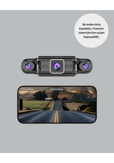 1080p 4 Kanallı Araç Kamerası Gps + Wifi + G Sensör Destekli