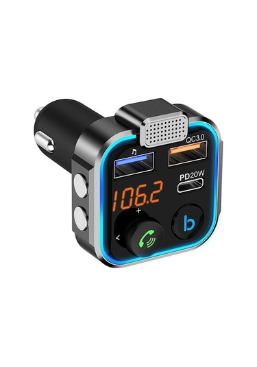 Bt23 Siyah Araç Mp3 Bluetooth Çalar Usb Fm Transistörü: 5 Yönlü Joystick, Müzik Ritmi Solunum Işığı, Dayanıklı Ve Kompakt Tasarım