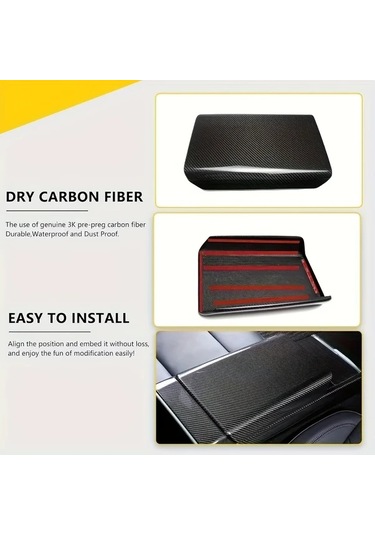 Dashanshop Tesla Model Y Model 3 Arka Havalandırma Menfez Kapağı Karbon Desenli