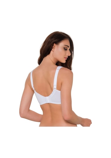 Pamuklu Mikro Penye Cepli Protez Sütyen Beyaz Beyaz