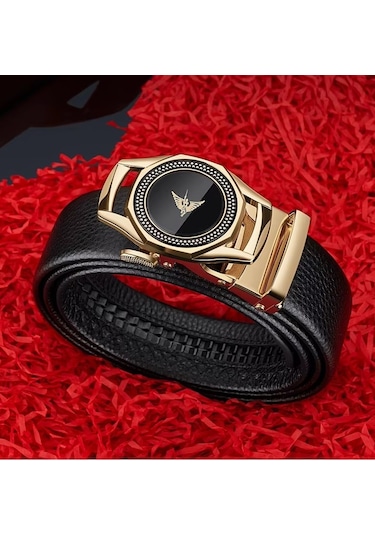 William Polo Williampolo Hakiki Deri Erkek Gold Tokalı Kemer Siyah