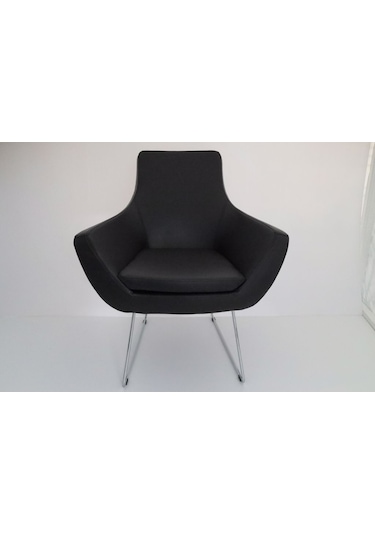 Fahren Siyah Deri Rahat Küçük Ofis Lobi Bekleme Koltuğu