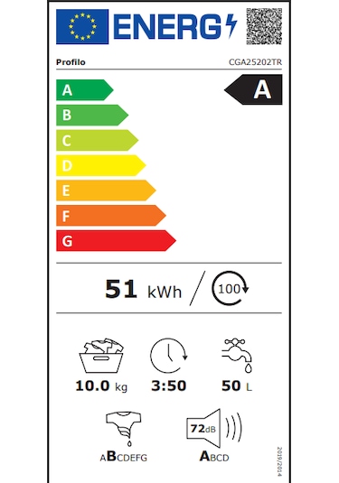 Profilo CGA25202TR 1200 Devir 10 Kg Çamaşır Makinesi Beyaz