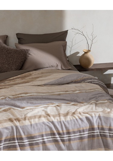 Mozel Çift Kişilik Welsoft Baskılı Battaniye - Bej/gri 8684427292341 Çok Renkli
