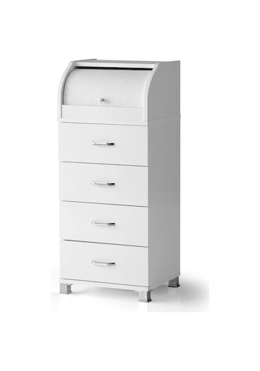 Ahşap Bombeli Tek Çekmeceli Mutfak Kiler Dolabı Ekmeklik Beyaz Kurulu