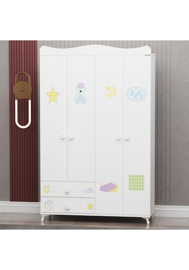 Garaj Home Yıldız 4 Kapaklı 2 Çekmeceli Dolap - Uykucu