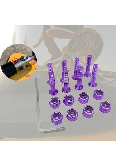 Pazly Suntek 8 Adet Yedek Longboard Donanım Seti - Mor Vidaları Mor