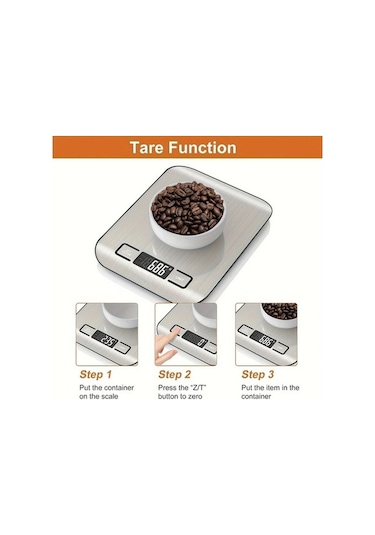 Fastbuy Siyah Dijital Mutfak Terazisi 10kg Lcd Tare Fonksiyonlu Paslanmaz Çelik Siyah