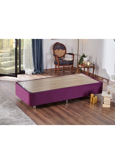 Nironyatak Niron Purple Baza - 90X190 Cm Tek Kişilik Sandıklı Mor Kumaş Baza