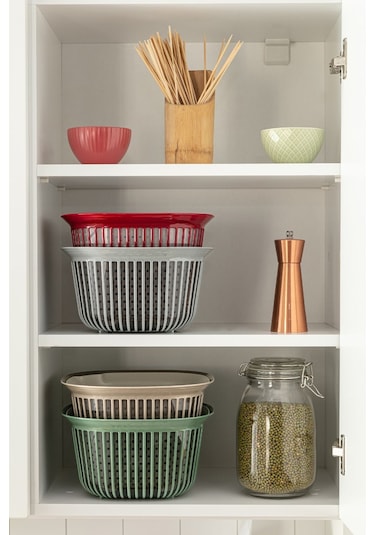 Vienev 4 Litre Kare Kase Ayrı Süzgeçli Antrasit-füme