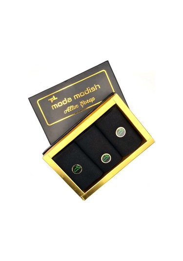 Altın Teknolojili Erkek Bambu Çorap-3 Çift Siyah Antrasit - Kiremit