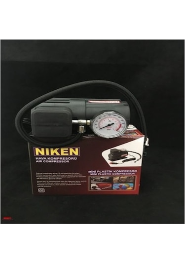 Niken Plastik Gövdeli Siyah Mini Oto Araç Hava Kompresörü 12v