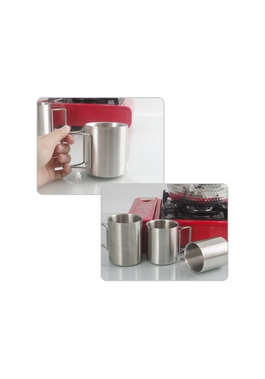 Qingmipy 304 Çelik İki Katlı Fırça Kollü İçecek Bardağı, Isı Yalıtımı, 300ml, Dış Mekan, Kamp, Dağcılık İçin Diğer