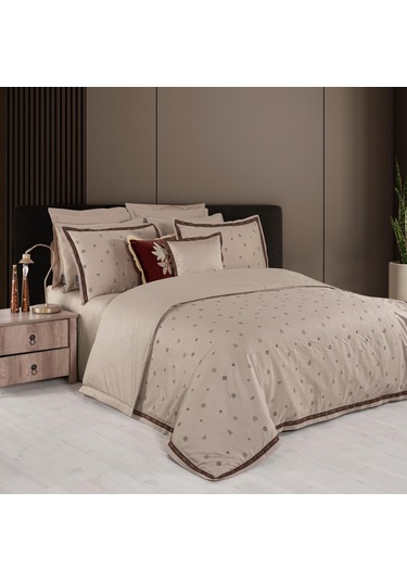 Sarev Kutay King Size Battal Boy %100 Pamuk Saten "300 Tc" Nevresim Takımı Mocha Kahverengi