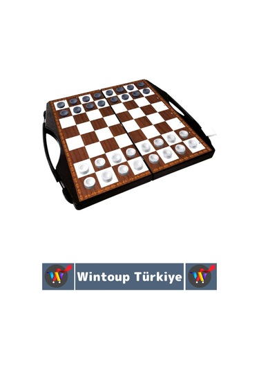 Eğlenceli Çocuk Yetişkin Aile Okul Eğitici Taşıma Çantalı Tavla Satranç Dama 3 İn 1 Özel Oyun Seti