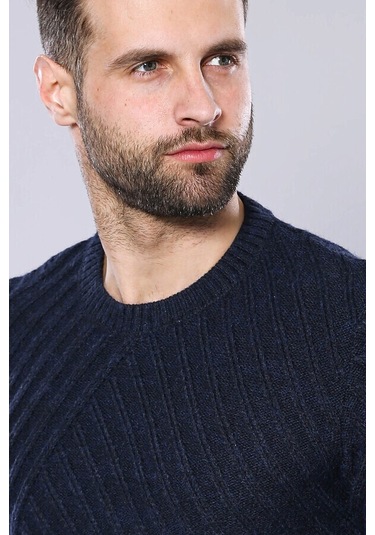 Desenli Lacivert Bisiklet Yaka Triko Wessi 001