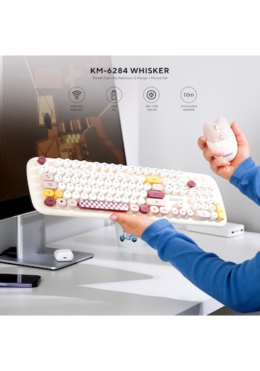 Everest KM-6284 Whisker Kablosuz Q Klavye Mouse Seti