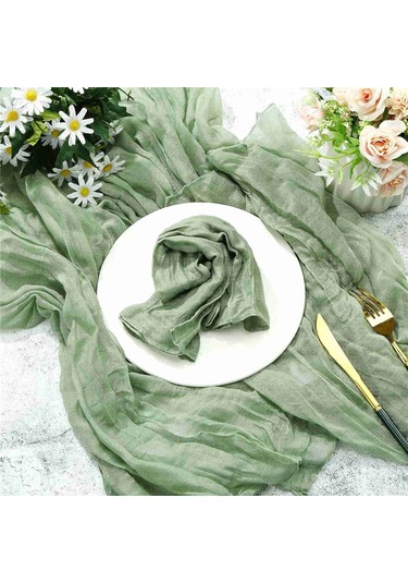 Tülbent Tülbent Peçeteler Buruşuk Yemek Peçeteleri Deko Yeşil 12 Adet Yeşil