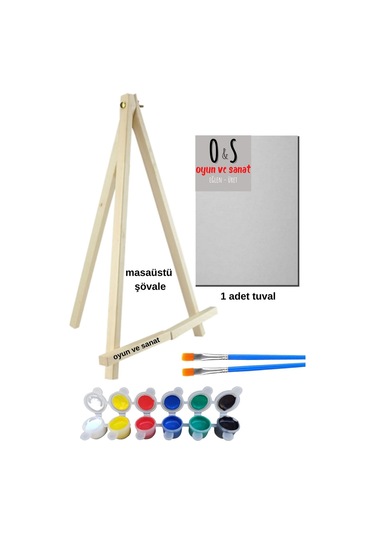 Hediye Resim Seti, Resim Başlangıç Seti, Akrobat Şövale, Akrilik Boya Tuval Set, Tual Şövalye