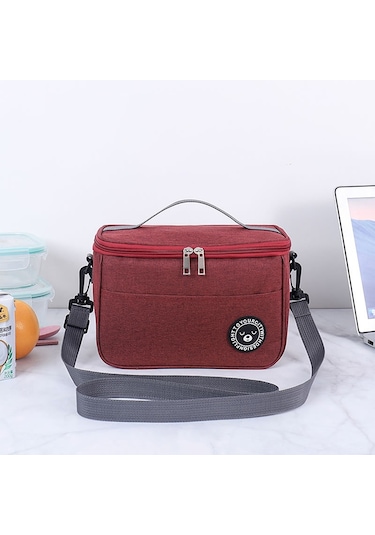 Termal Öğle Yemeği Kutusu Çantası Dayanıklı Su Geçirmez Ofis Soğutucu Kayışlı Öğle Yemeği Kutusu S Koyu Kırmızı Kırmızı