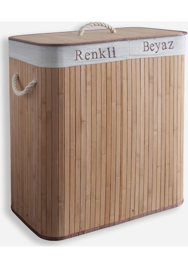 Bambu Katlanır Çift Hazneli Kirli Çamaşır Sepeti Diğer