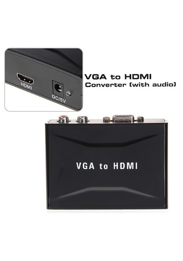 Vga To Hdmi Ses Çıkış Destekli Çevirici Dönüştürücü Adaptör